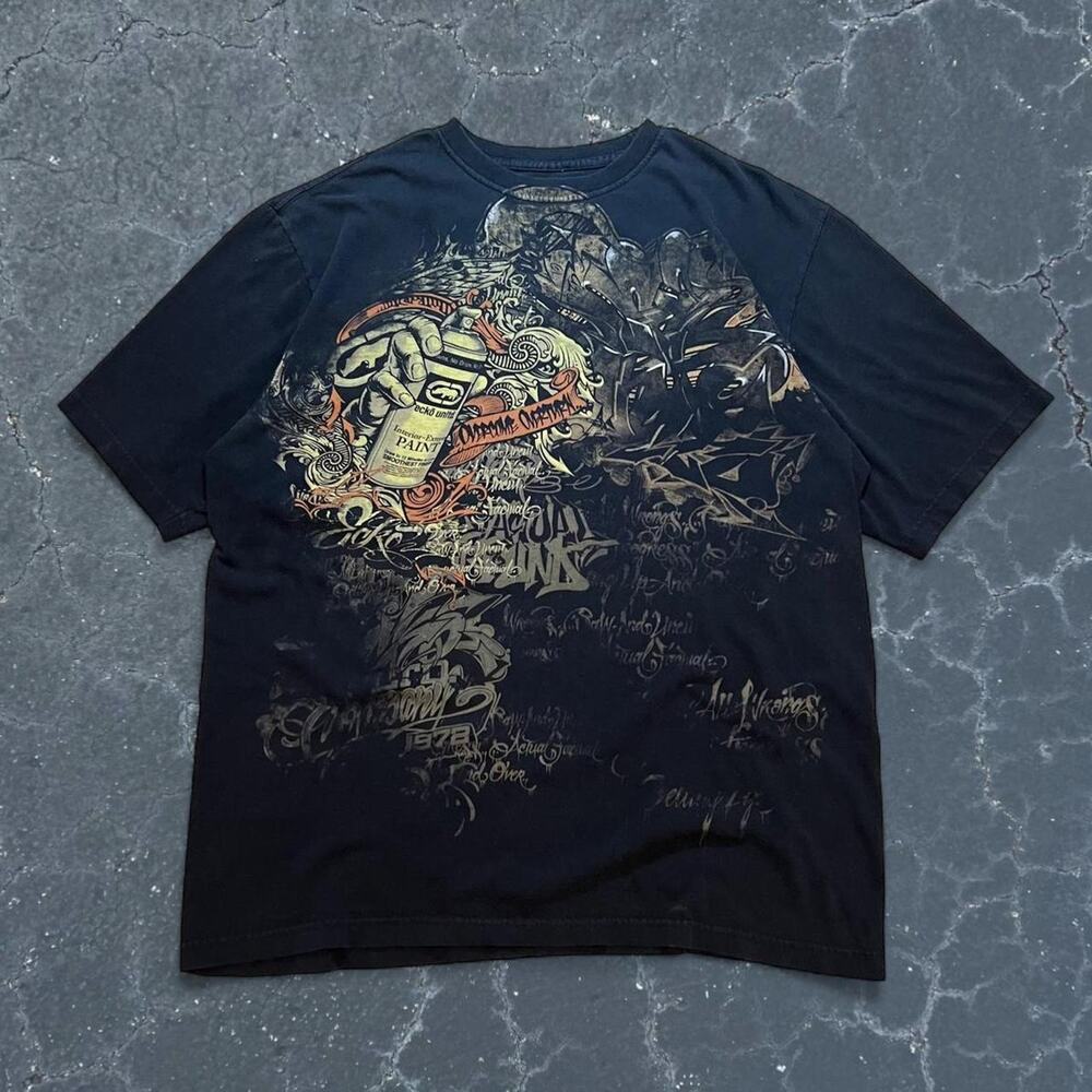Y2k ecko graffiti tee shirt